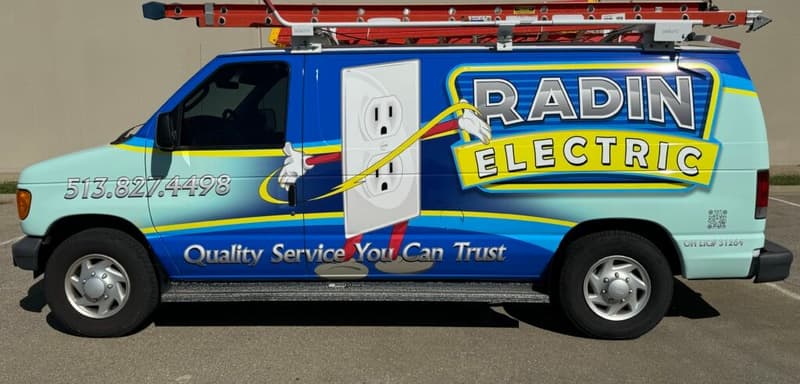 Radin Electric service van with ladder rack